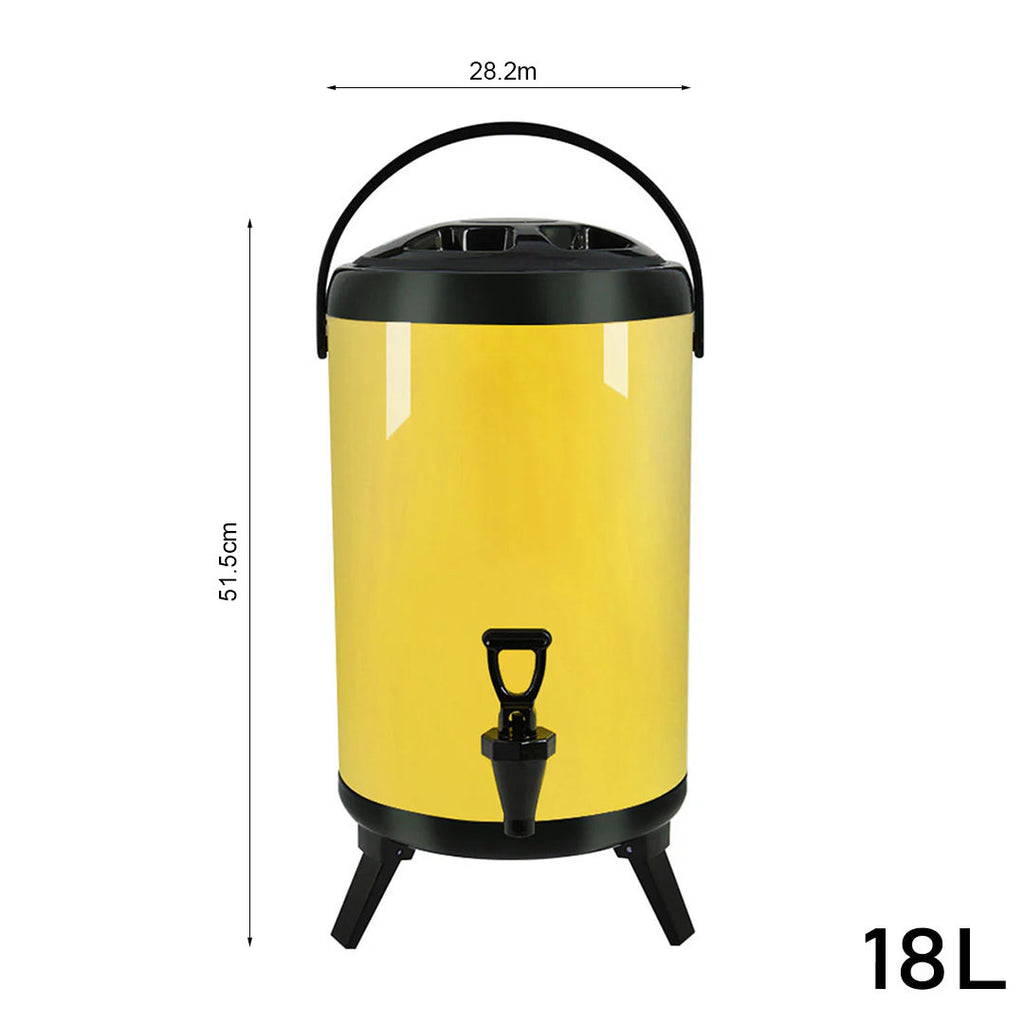 18L Stainless Steel Milk Tea Barrel with Faucet Yellow