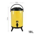 18L Stainless Steel Milk Tea Barrel with Faucet Yellow