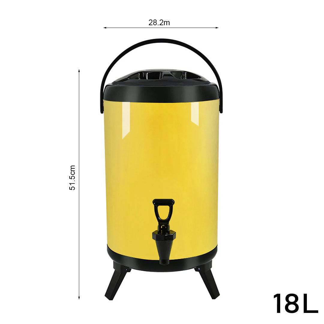 18L Stainless Steel Milk Tea Barrel with Faucet Yellow