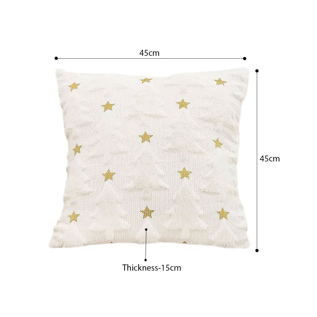 SOGA 2X 45cm Celestial Cream Textured Gold Star Pattern Throw Pillow