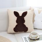 SOGA 45cm Throw Pillow Light Tan Square Cushion with Soft Coffee Bunny Design