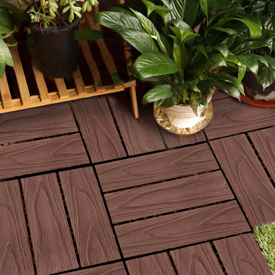 Dark Chocolate DIY Wooden Composite Decking Tiles  Set of 11