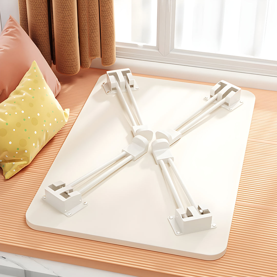 White Portable Bed Table With Cup-Holder