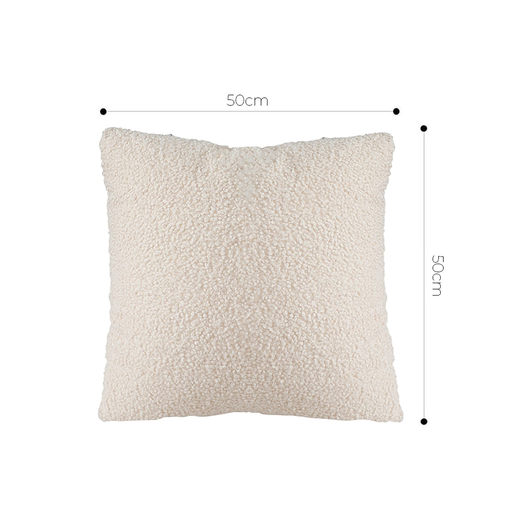 SOGA Boucle Textured Cushion 50cm Cream White Soft Cozy Decorative Throw Pillow