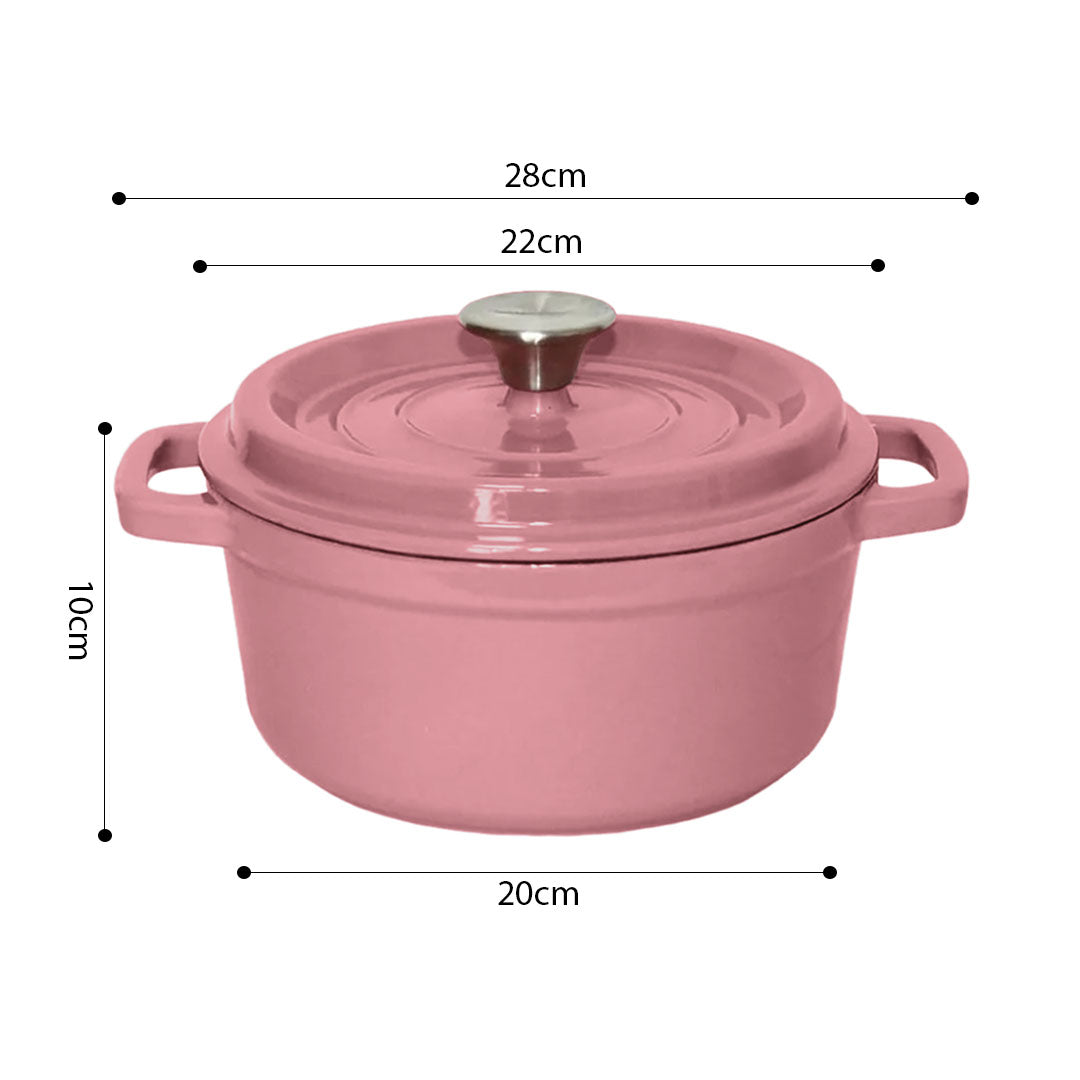 Cast Iron Porcelain Casserole 2.7L Pink 22cm