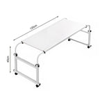 120x45cm White Cross Bed Movable Desk Table w/ Adjustable Length & Height