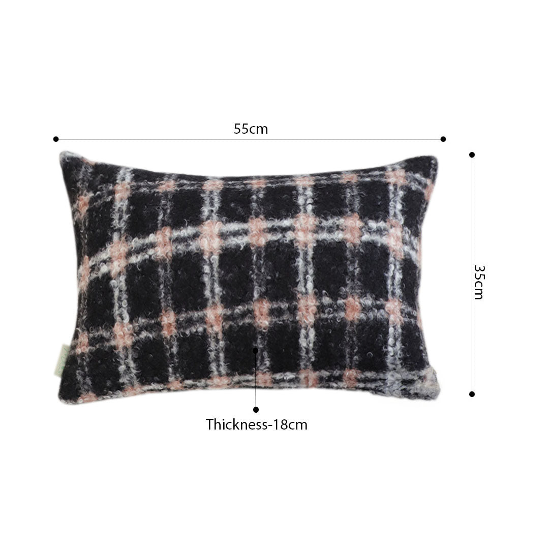 SOGA 2X 35cm Modern Plaid Pattern Blush Pink Gray Throw Pillow