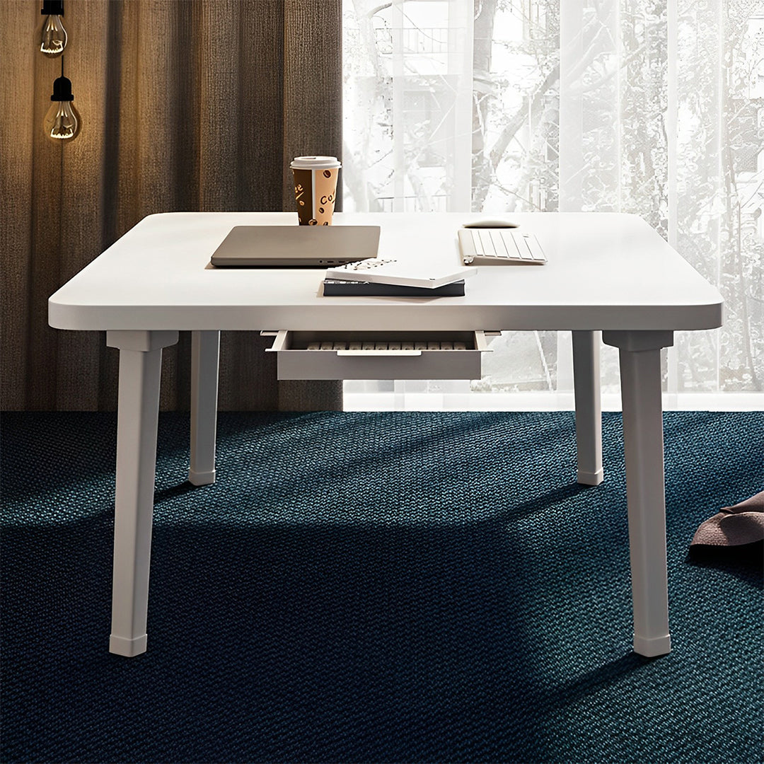 White Portable Square  Floor Table