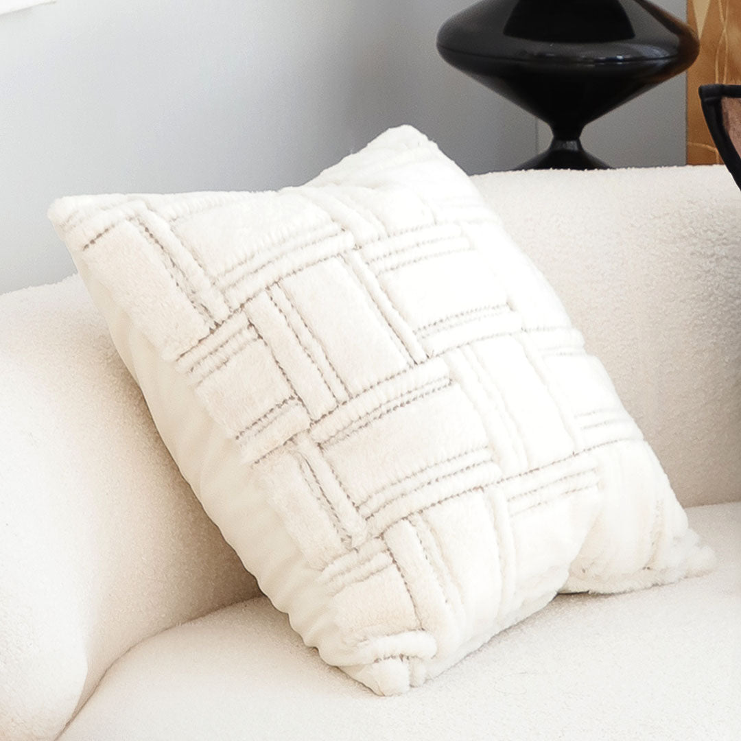 SOGA 45cm Bohemian Winter White Tufted Grid Pattern Decorative Throw Pillow