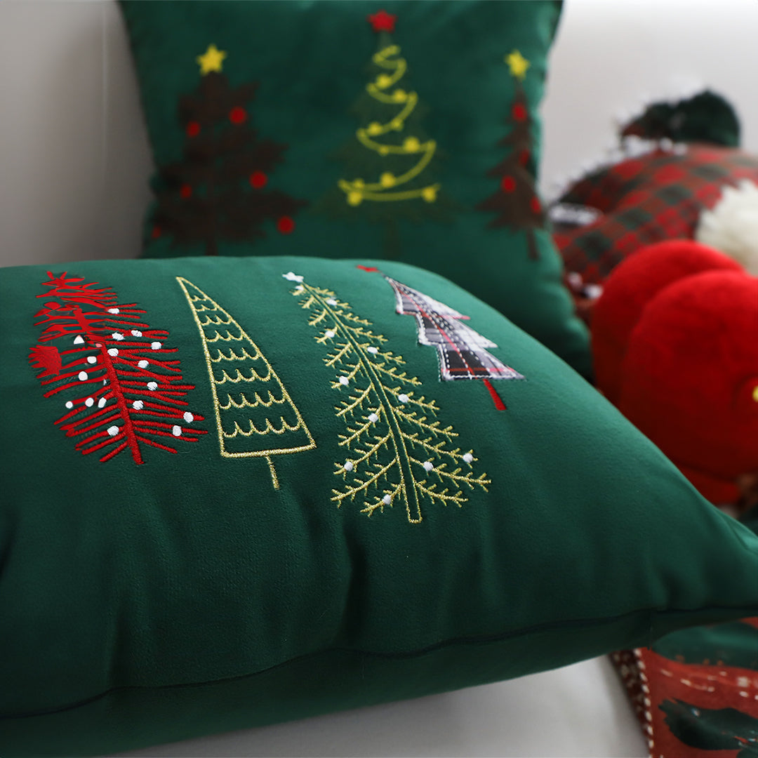 30cm Throw Pillow Dark Green Christmas Forest