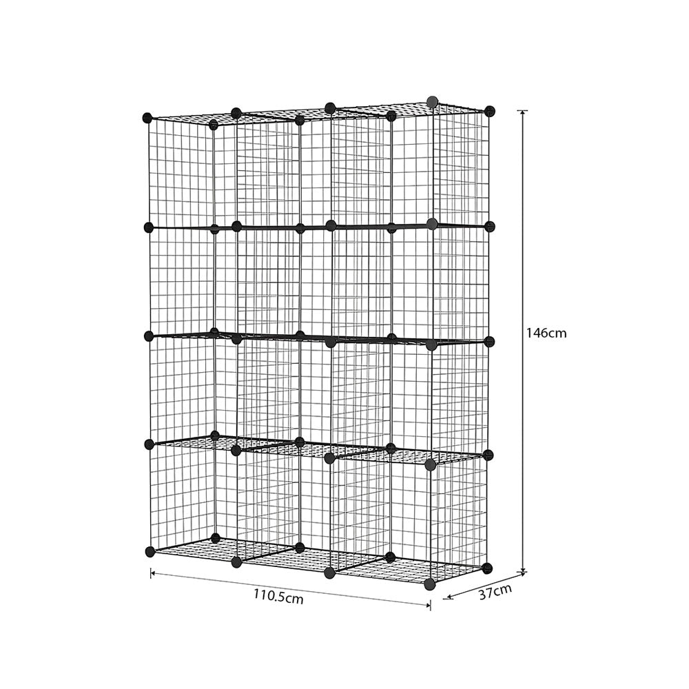 Black Portable 12-Cube Storage Organiser