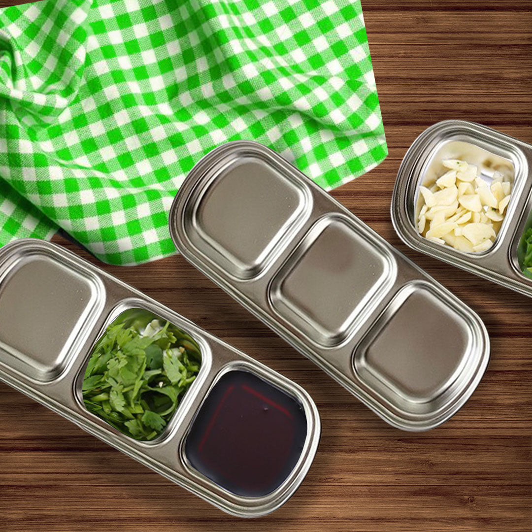 26.5cm Silver Sauce Pan with Three Compartments Divided Sauce Dish