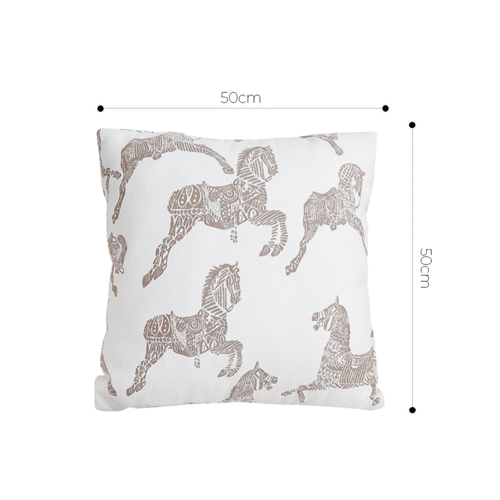SOGA 50cm White Decorative Horse Pattern Cushion Throw Pillow