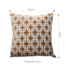 50cm Brown Checkered Chain Jacquard Square Pillow Decorative Cushion