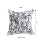 SOGA 50cm Modern Charcoal Palm Leaf Print Contemporary Throw Pillow