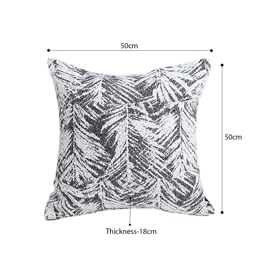 SOGA 50cm Modern Charcoal Palm Leaf Print Contemporary Throw Pillow