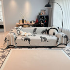 SOGA Four-seater White Sofa Cover Leopard Print 180x420cm Polyester