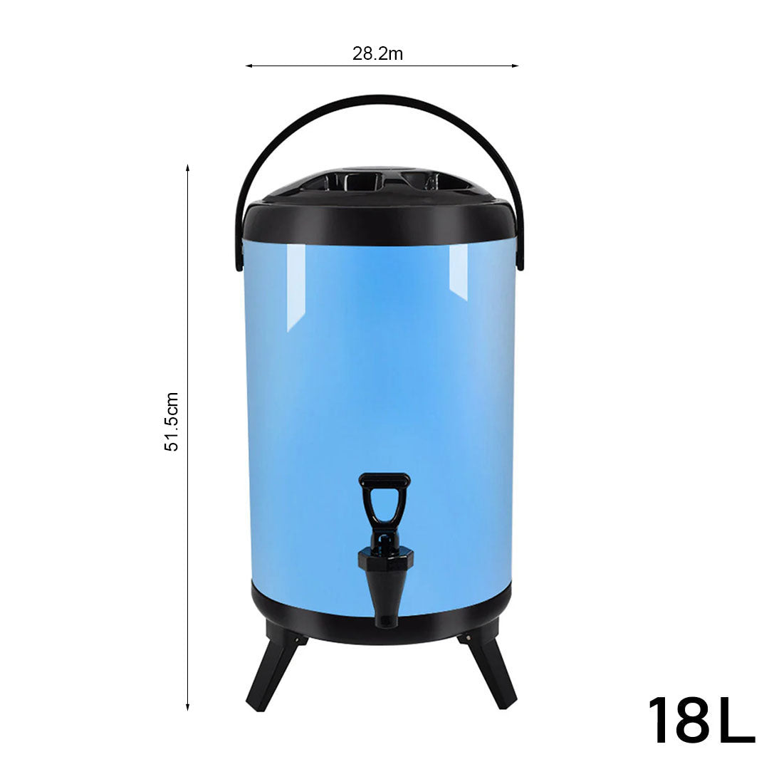 18L Stainless Steel Milk Tea Barrel with Faucet Blue