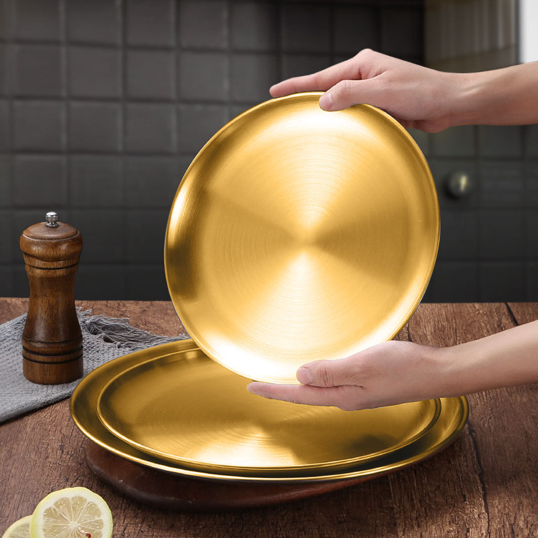 30cm Premium Gold Grilling Plate Durable Heat-Resistant Perfect for BBQs and Outdoor