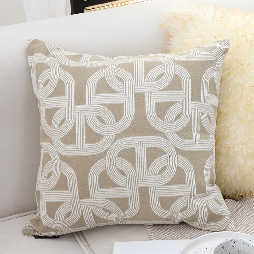 SOGA 50cm Throw Pillow Beige Interlocking Geometric Pattern Modern Accent