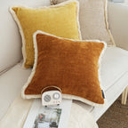 45cm Throw Pillow Sunset Orange Chenille Textured with Tassels