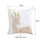 SOGA 45cm Whimsical Beige Reindeer Applique Gold Accent Throw Pillow