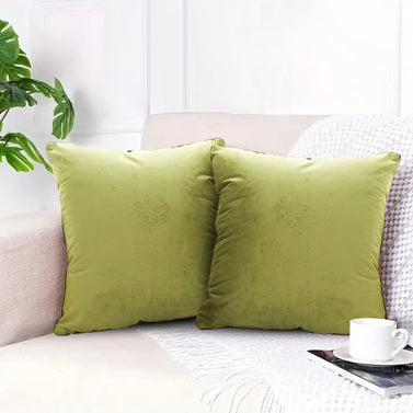 SOGA 45cm Subtle Fluorescent Green Foliage Velvet Square Throw Pillow