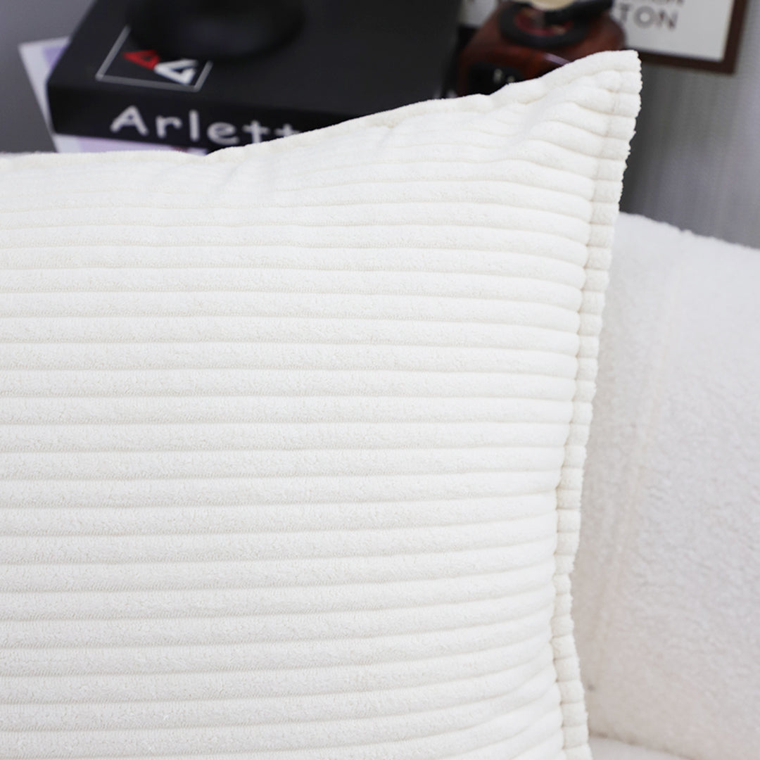 SOGA 50cm Beige Throw Pillow Warm Wabi-sabi Striped Corduroy Square