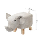 Beige Gray Kids Ottoman Stool Elephant Character Bench Seat