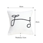 SOGA 45cm Minimalist White Script Letter Embroidered Throw Pillow