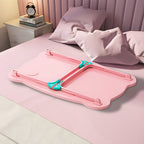 Pink Portable Bed Table With Mini Drawer and Cup-Holder