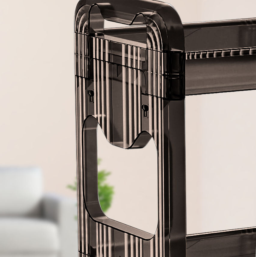 38x24cm Black 4 Tier Bookshelf & Cosmetic Storage Organizer Trolley Rack