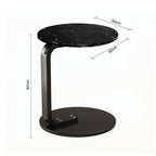 50cm Black Marble Mini Side Table Movable Lightweight w/ Black Frame