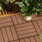 Red Brown DIY Wooden Composite Decking Tiles  Set of 11