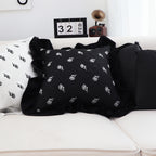 45cm Throw Pillow Black Ruffled Square