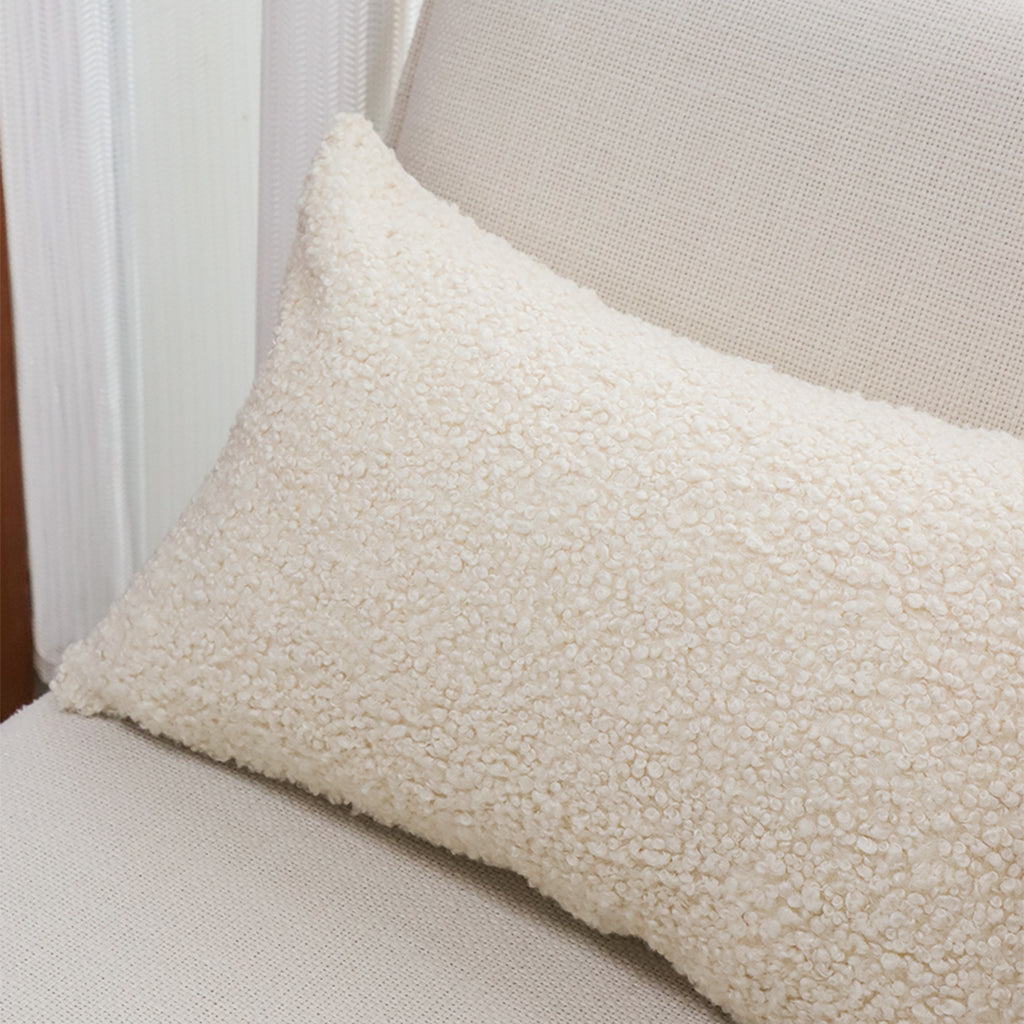 SOGA 30cm Cream Boucle Textured Fluffy Decorative Throw Pillow