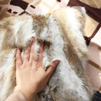 45cm Throw Pillow Coffee Rabbit Fur Square