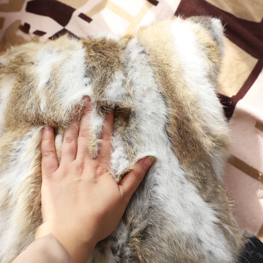 45cm Throw Pillow Coffee Rabbit Fur Square