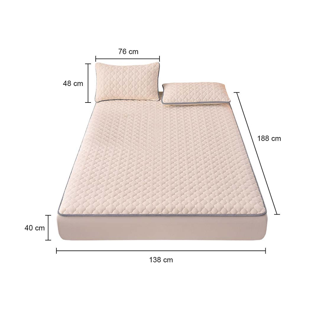 138cm Beige Wide Mattress Cover Clover Design
