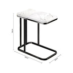 30x50x58cm White Ceramic Sofa Side Square Mini Table w/ Black Metal Legs