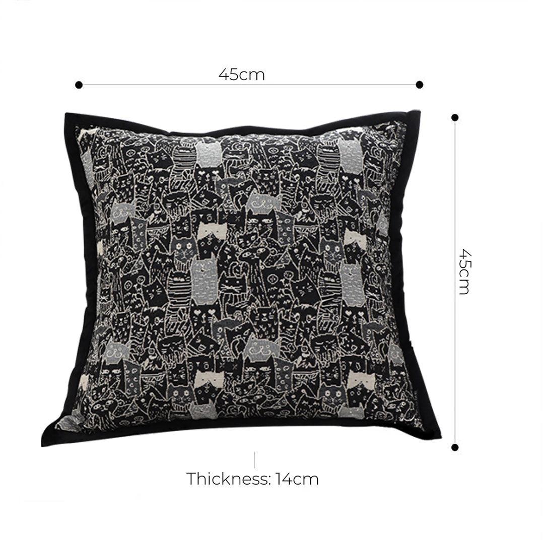 45cm Throw Pillow Black Cat Paradise