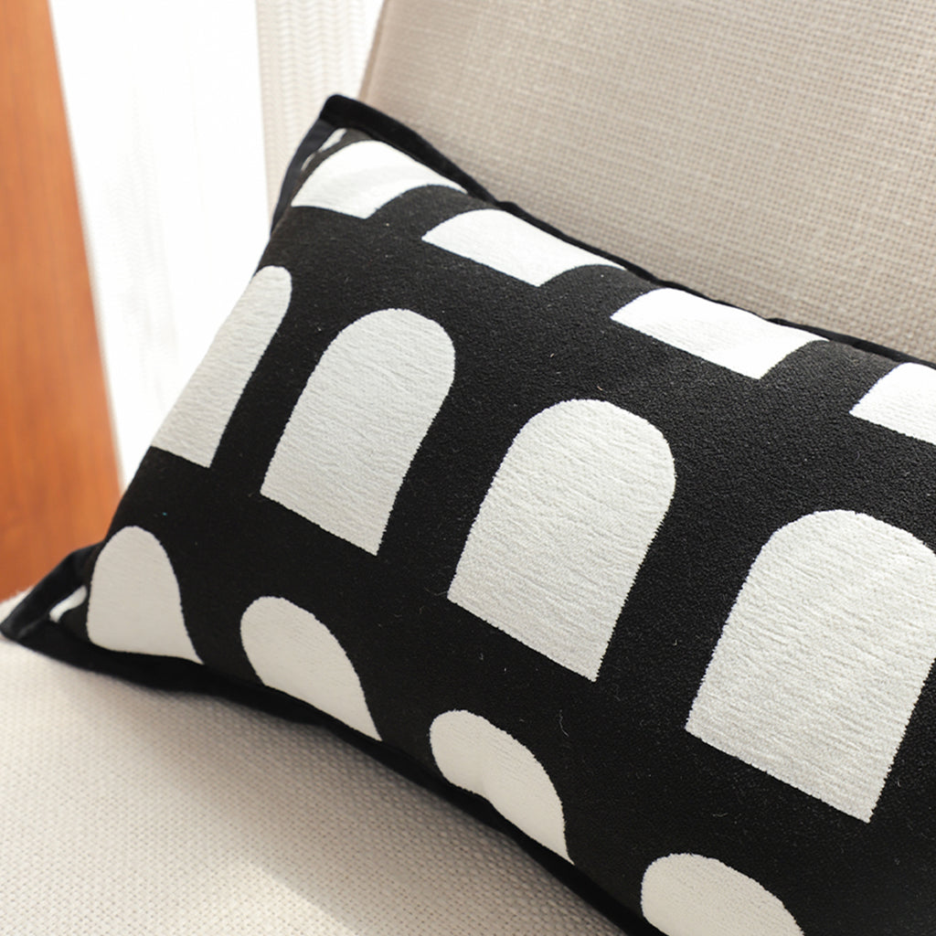 SOGA 30cm Contemporary Black White Geometric Pattern Throw Pillow