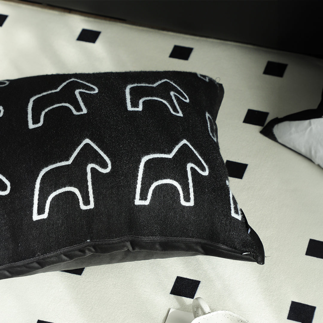 45cm Throw Pillow Black Teddy Fleece Square