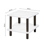 60cm White Ceramic Side Table Stone Pattern