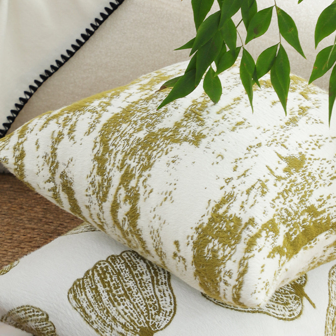 50cm Throw Pillow White and Olive Green Deluxe Polyester Fiber