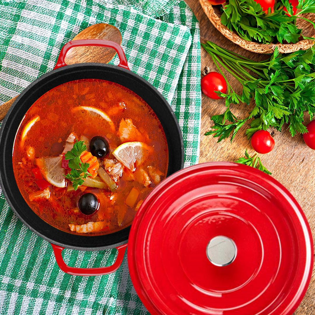Cast Iron Porcelain Casserole 3.6L Red 24cm