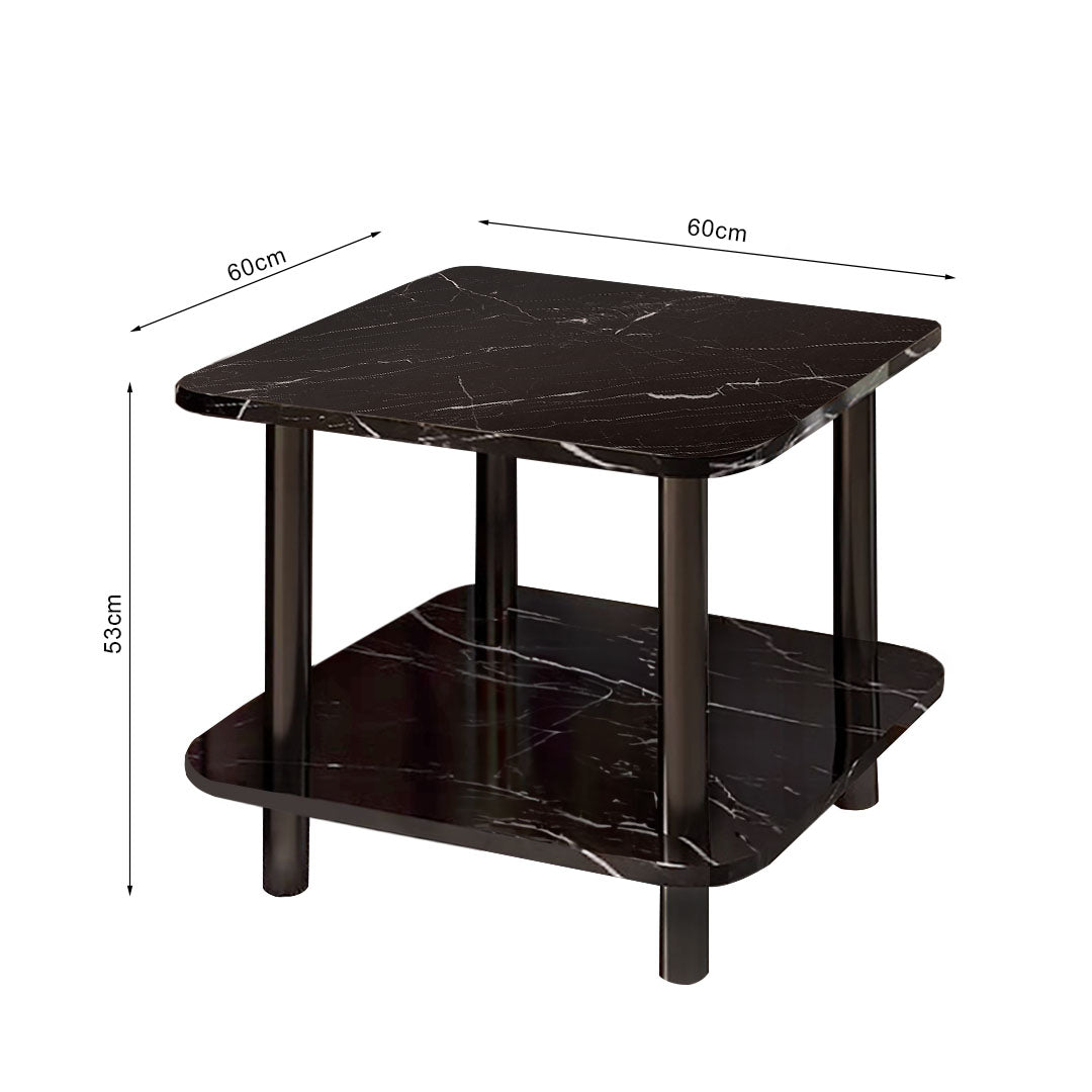60cm Black Ceramic Table Stone and Black Metal Legs