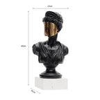 SOGA 45cm Black Resin Bust – Gold Striped Mask Home Sculpture