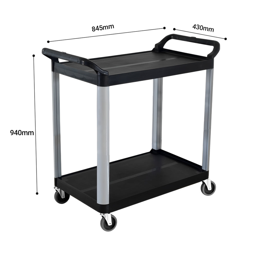 2 Tier Multifunctional Utility Cart 845x430x940mm Black