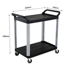 2 Tier Multifunctional Utility Cart 845x430x940mm Black
